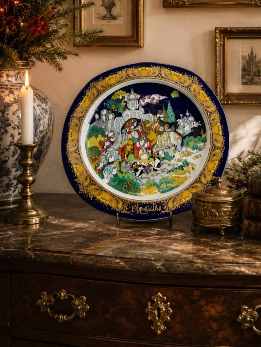 1985 Rosenthal Christmas Plate Designed by Danish Artist Bjørn Wiinblad